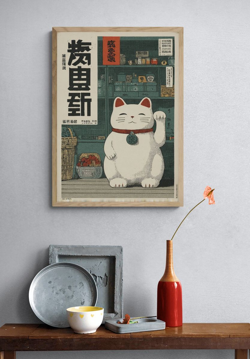 Maneki Neko — Vintage Print. — room view 3