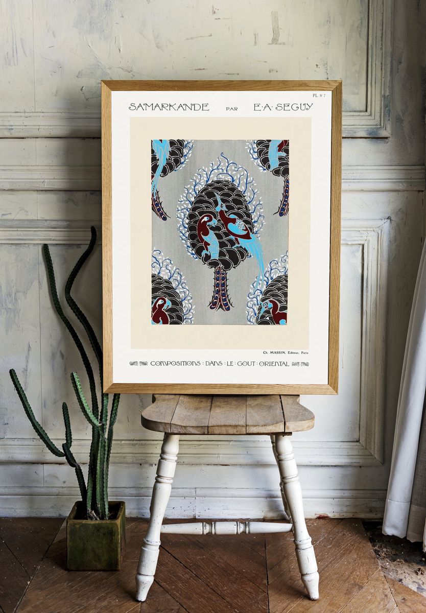 Art Nouveau bird pattern pochoir. room preview