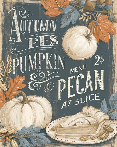 Autumn Apples and Pumpkin Vintage Poster. poster