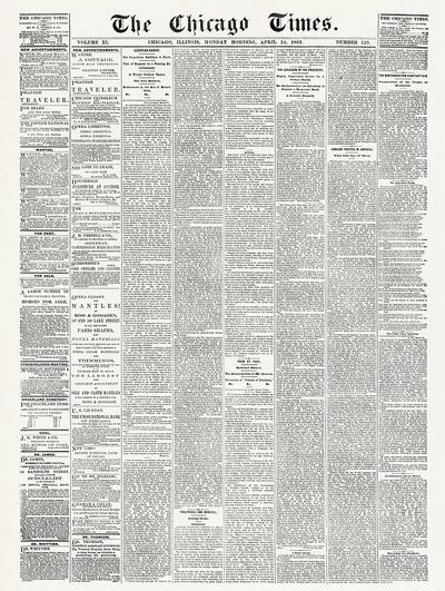 Chicago Times, newspaper. April 24. poster print