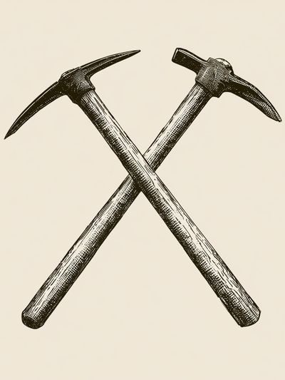 Crossed Pickaxes Vintage Print. poster