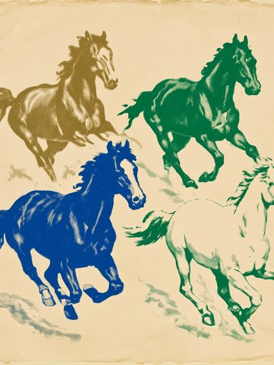 Running Horses Vintage Poster. poster print