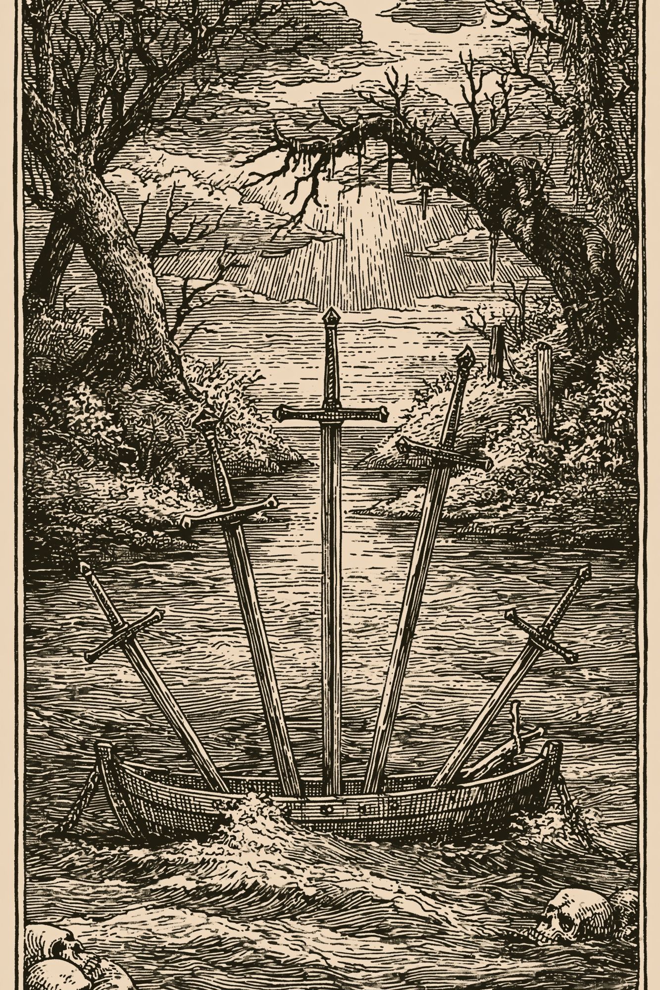 Sword Boat River Vintage Print. poster detail