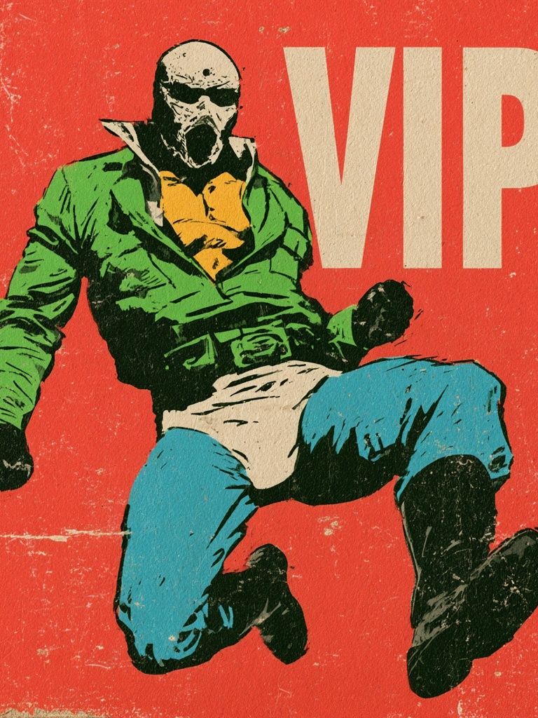 Masked Punk Figure Vintage Print. poster — vintage art