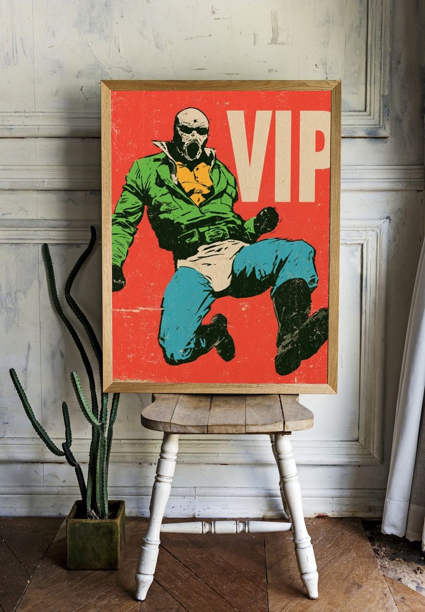Masked Punk Figure Vintage Print. — room view 1