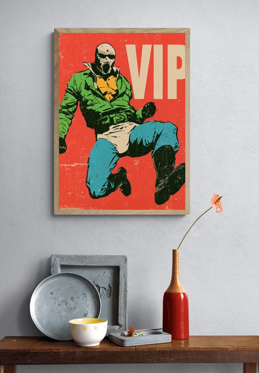 Masked Punk Figure Vintage Print. — room view 3