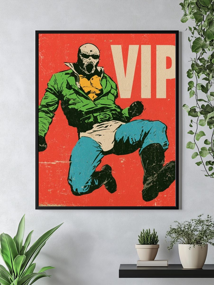 Masked Punk Figure Vintage Print. — room view 4