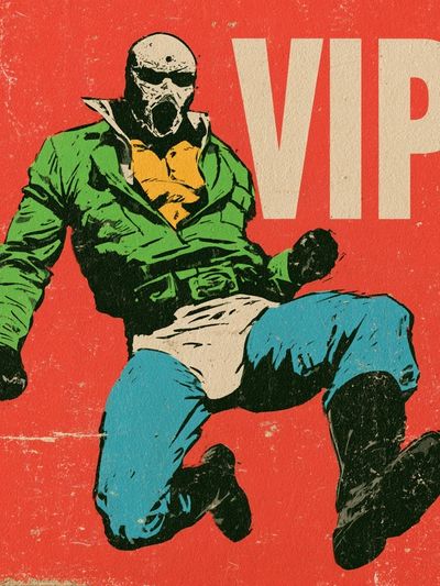 Masked Punk Figure Vintage Print. poster