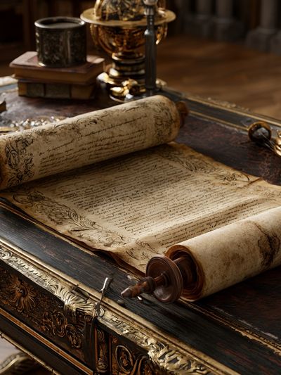 Antique Scroll Still Life Poster. poster