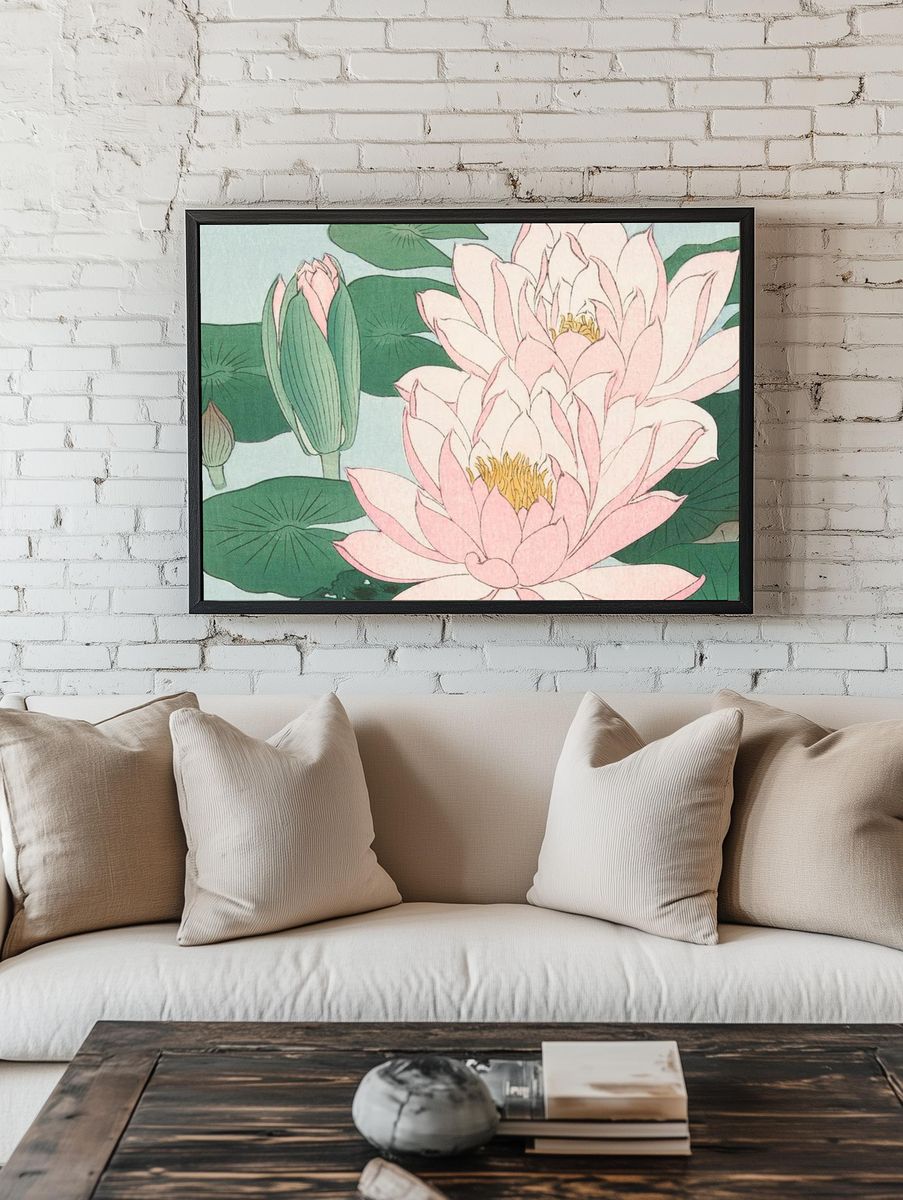 Lotus Flowers — Vintage Print room preview