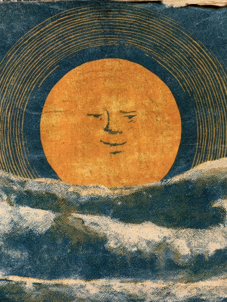 Sun and Waves Vintage Print. poster — vintage art