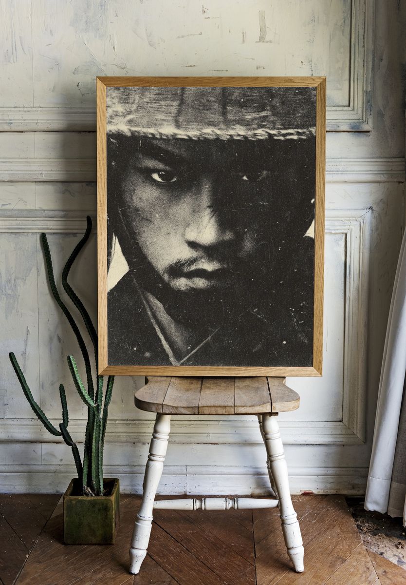 Samurai Portrait Vintage Print. room preview