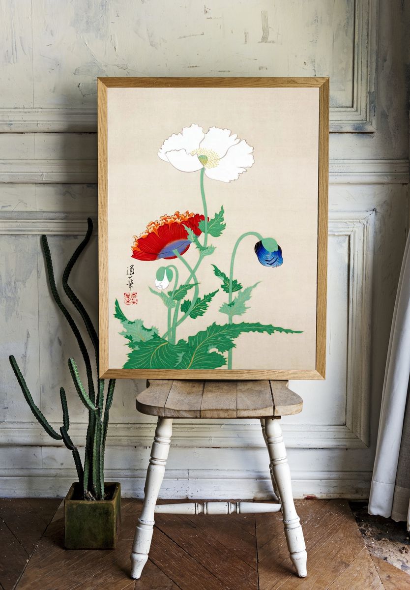 Poppy Flowers — Vintage Print. — room view 1
