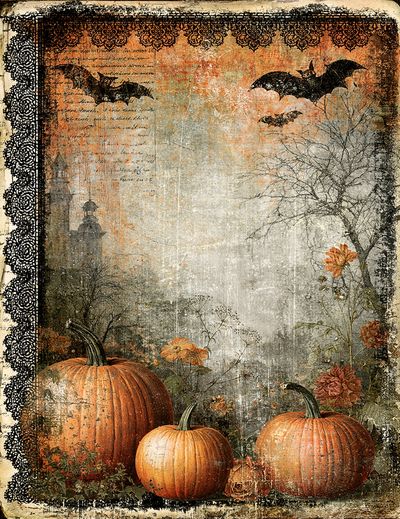 Halloween Pumpkins Vintage Print. poster