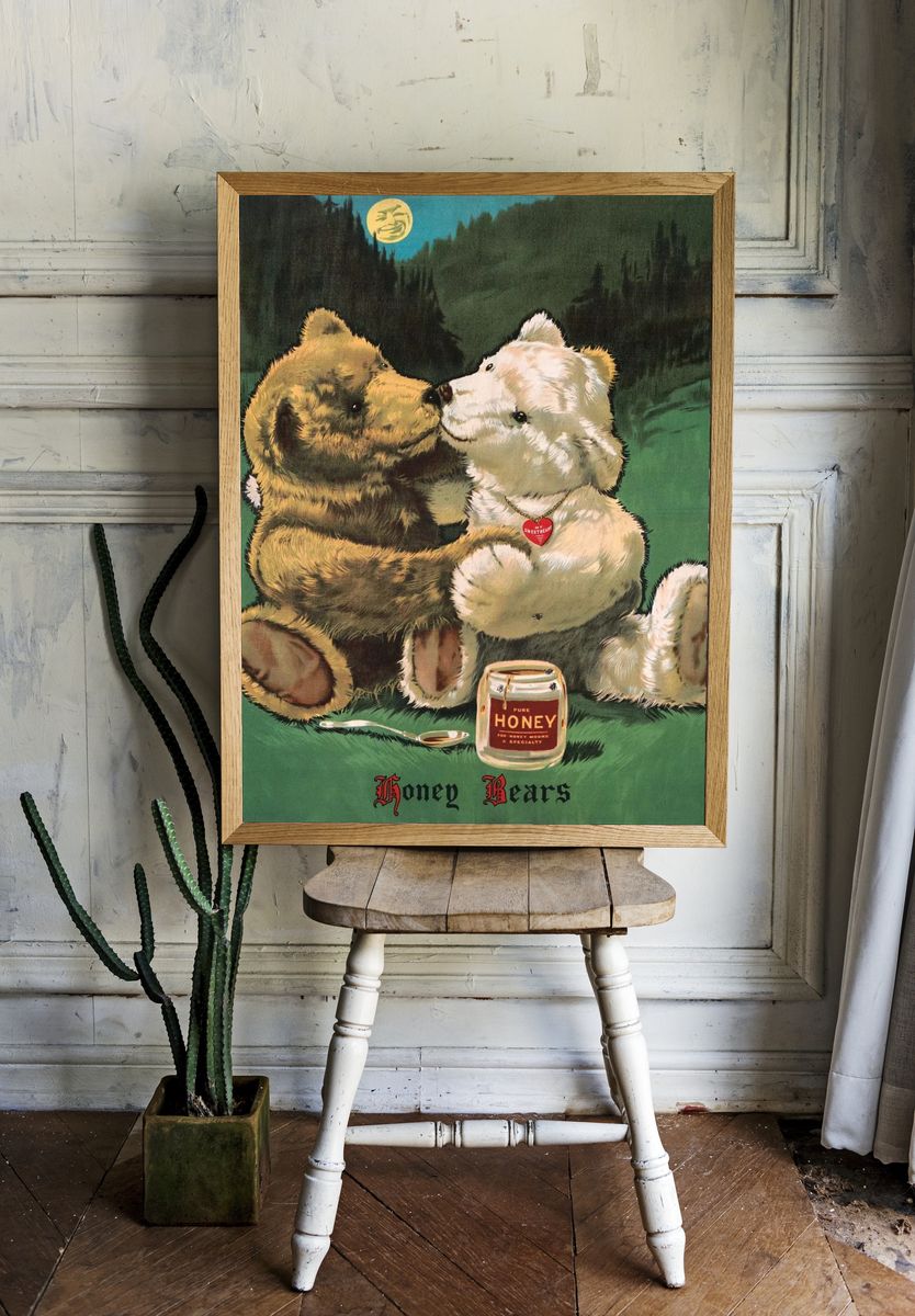 Aesthetic cute teddy bear print. — room view 1