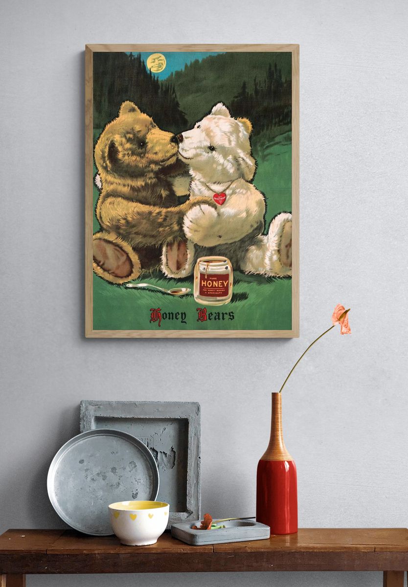 Aesthetic cute teddy bear print. — room view 3