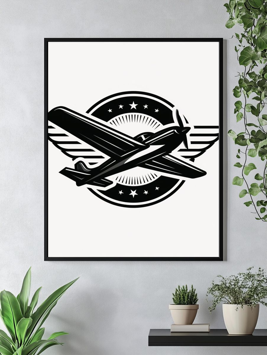 Vintage Airplane Emblem Poster. — room view 4