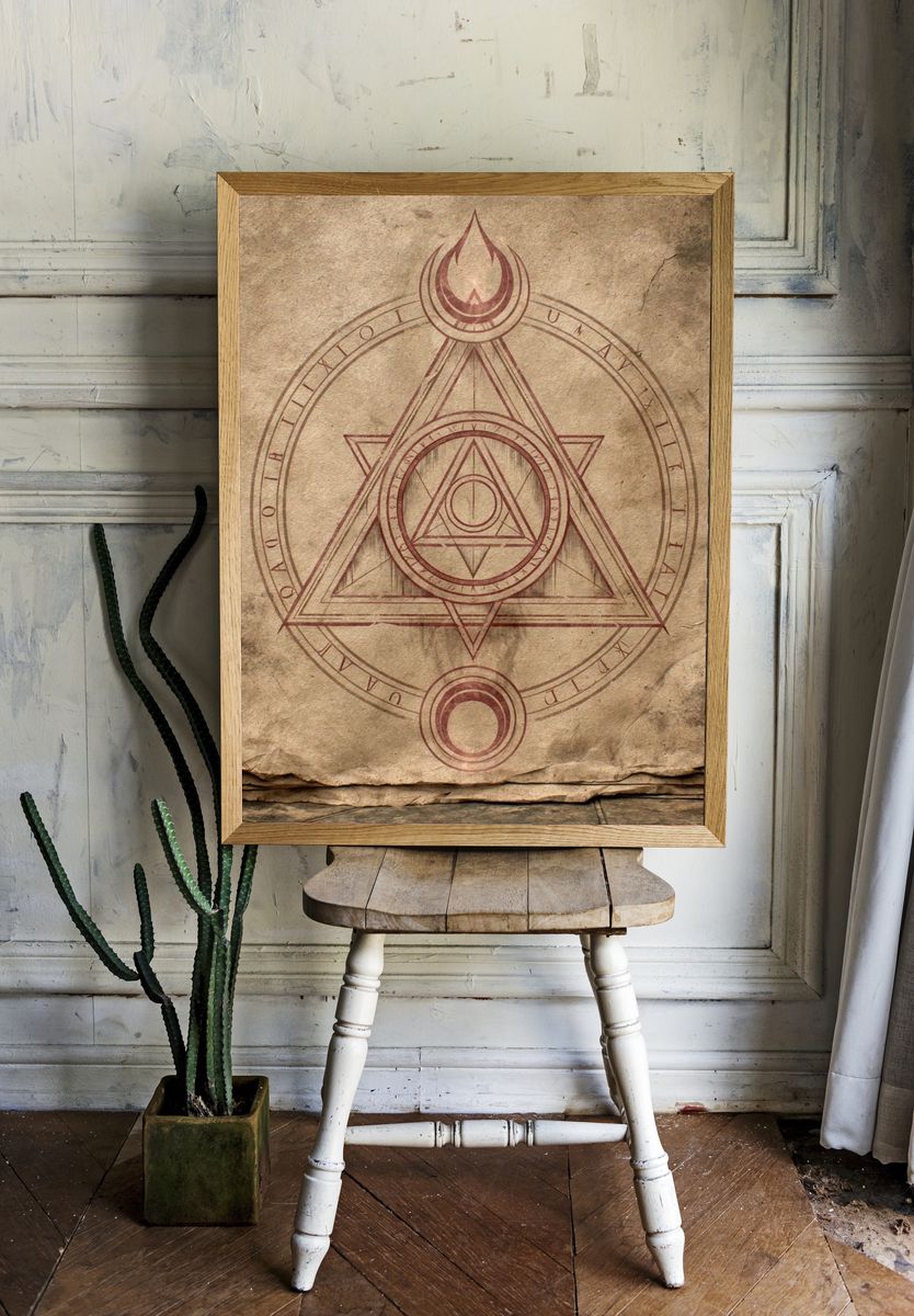 Alchemical Sigil Vintage Print. room preview