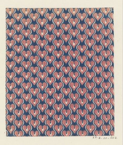 Blad met banenpatroon van harten. poster print