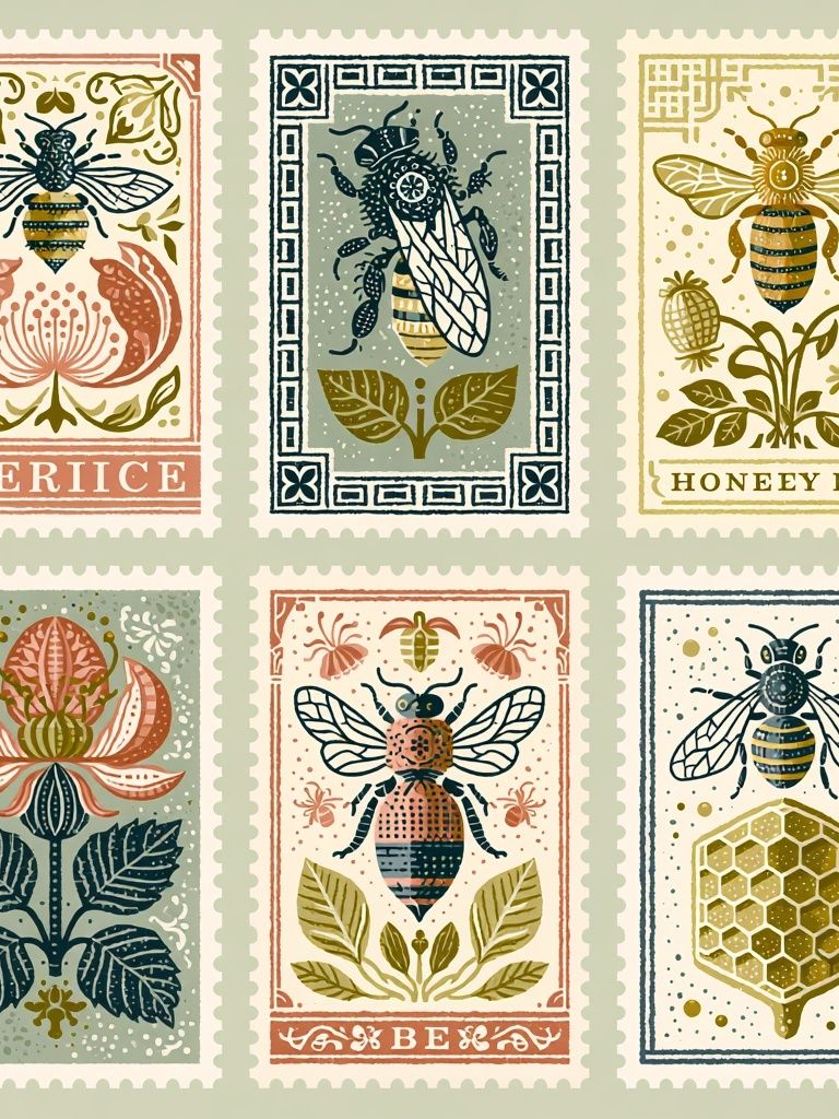 Vintage Bee Stamp Poster. poster detail