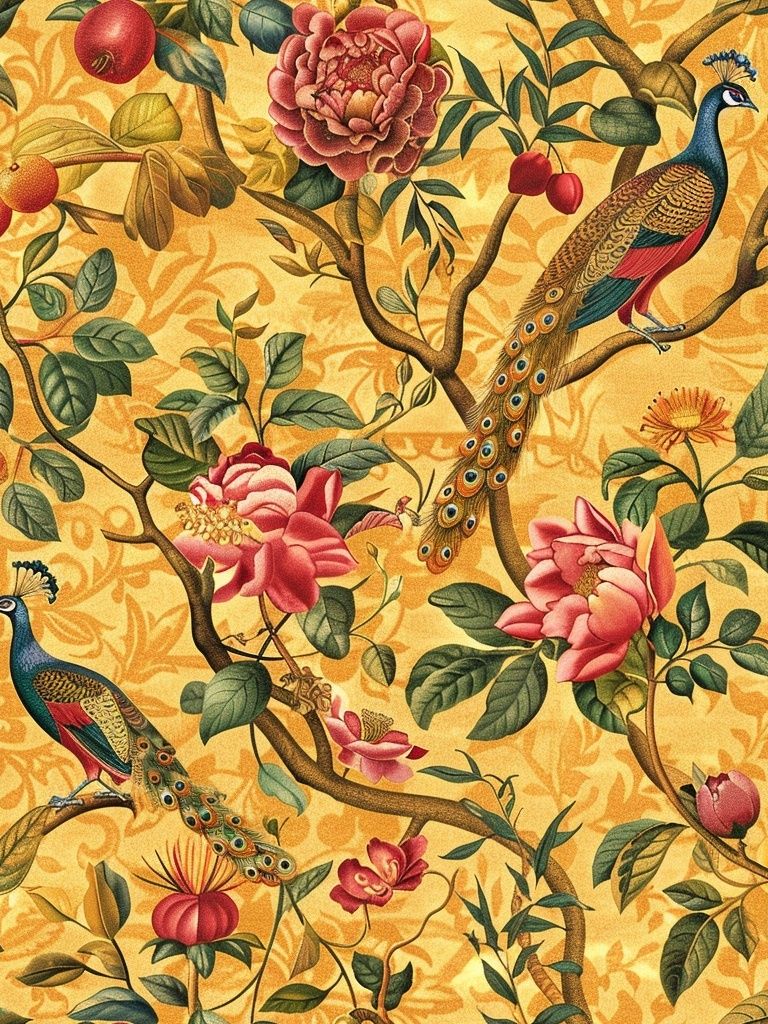 Peacock Garden Vintage Print. poster — vintage art