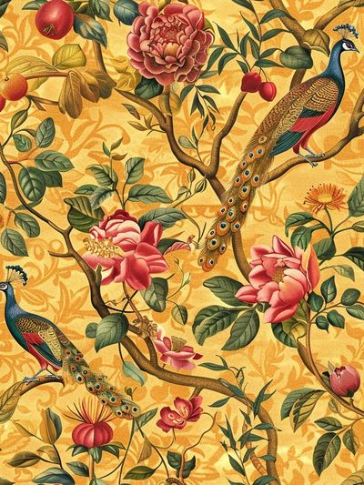 Peacock Garden Vintage Print. poster