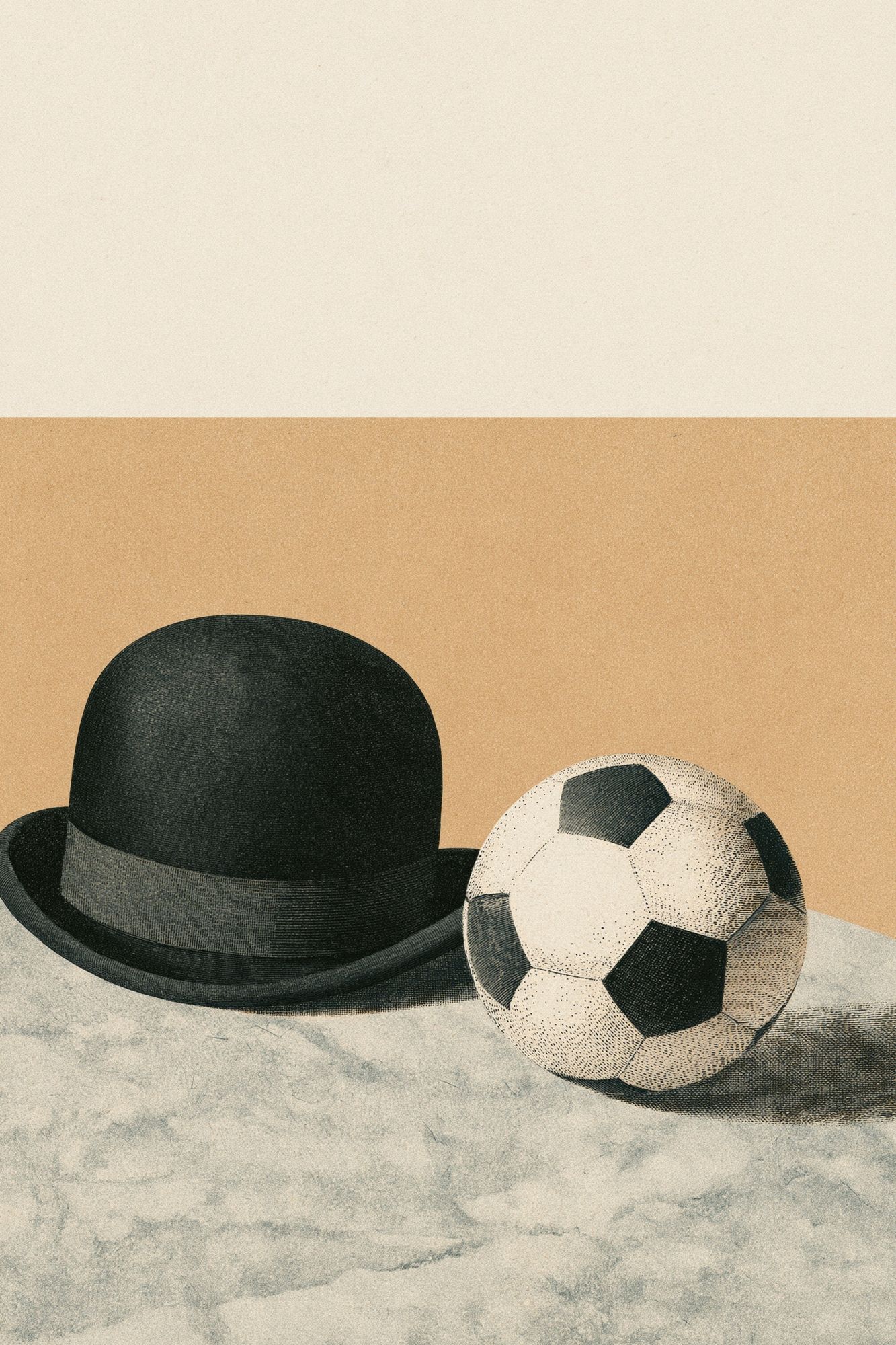Bowler Hat and Soccer Ball Vintage Print. poster — vintage art