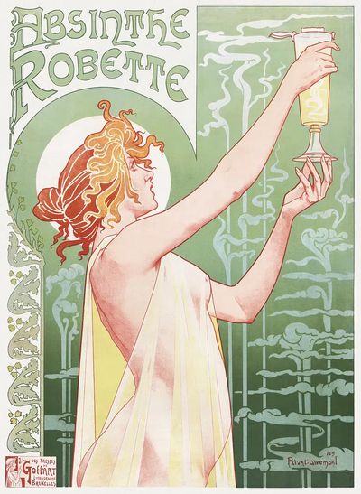 Privat Livemont (1896) chromolithograph Absinthe. poster print