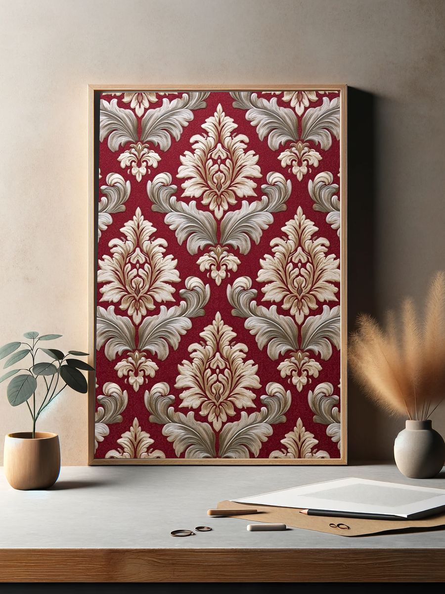 Baroque Damask Pattern Poster. — room view 2