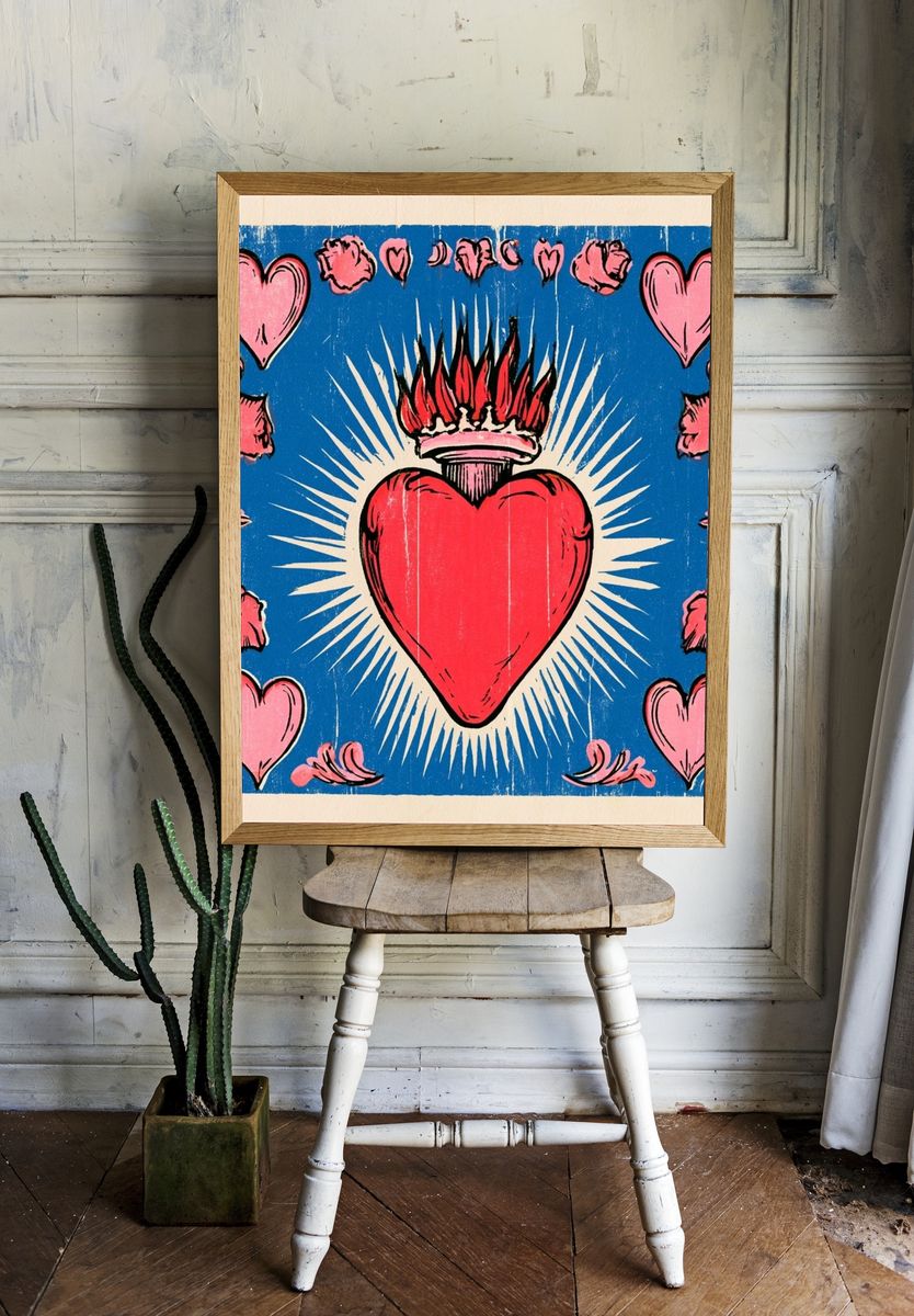 Sacred Heart Vintage Poster. room preview