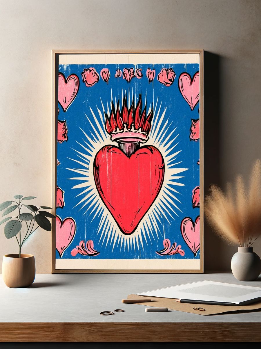 Sacred Heart Vintage Poster. — room view 2