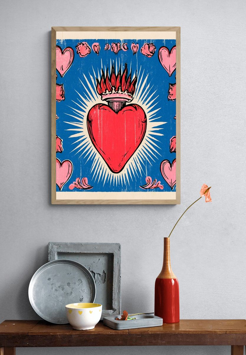 Sacred Heart Vintage Poster. — room view 3