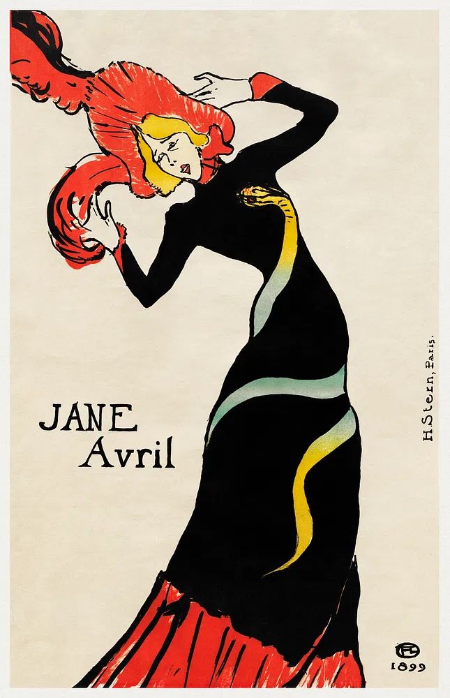 Jane Avril (1899) print high. poster detail