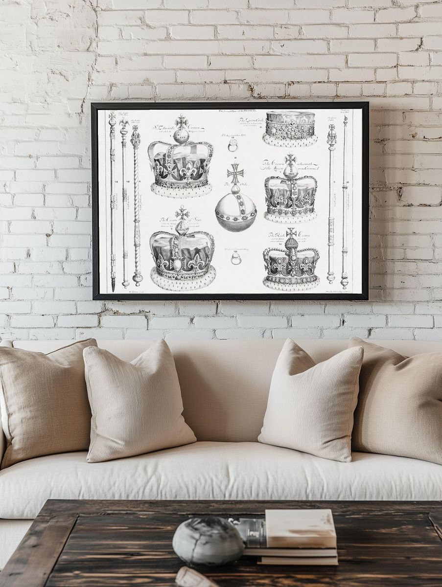 Crown Jewels Engraving Print. room preview
