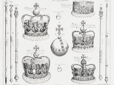 Crown Jewels Engraving Print. poster