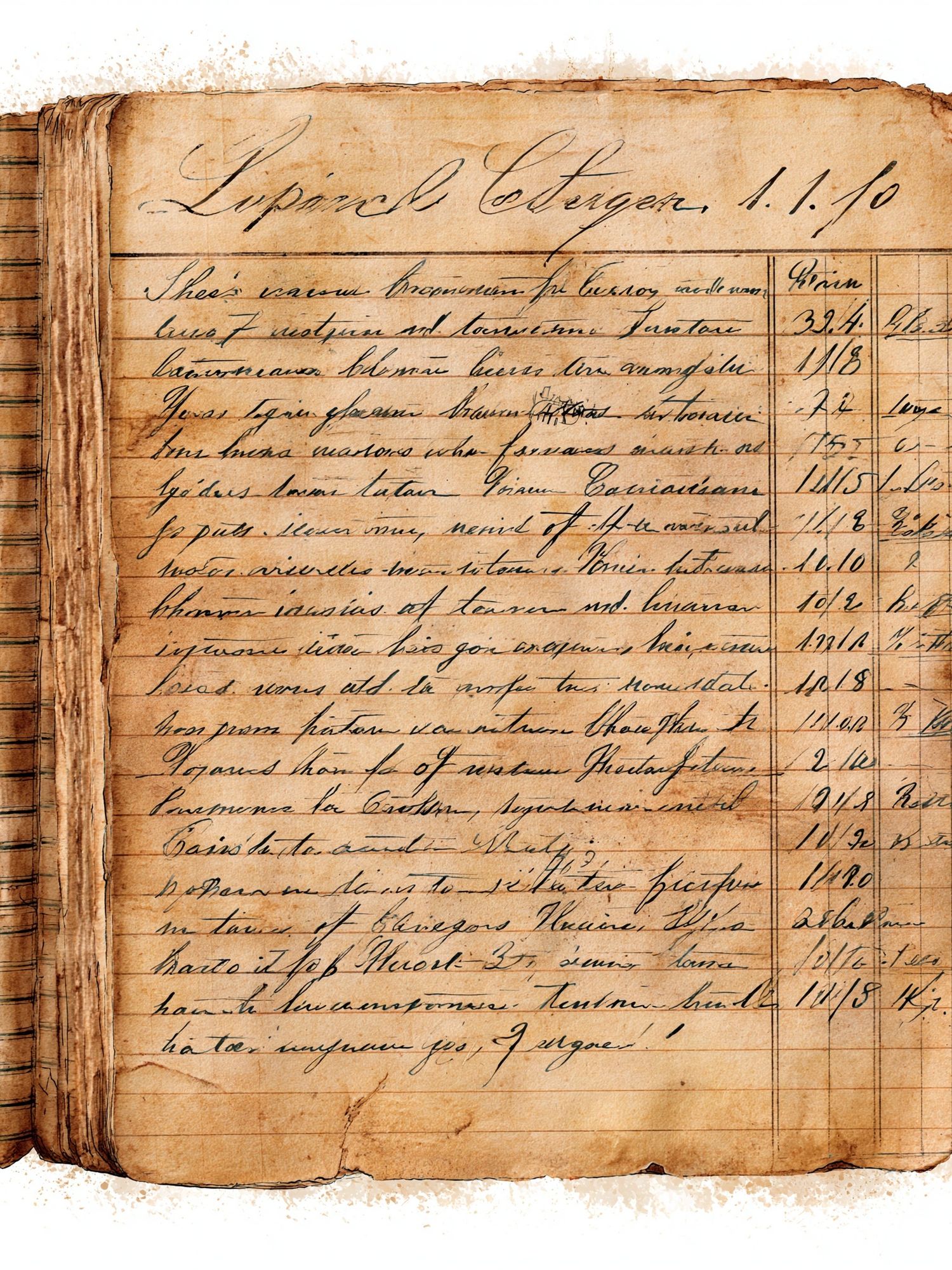 Antique Handwritten Ledger Vintage Print. poster detail