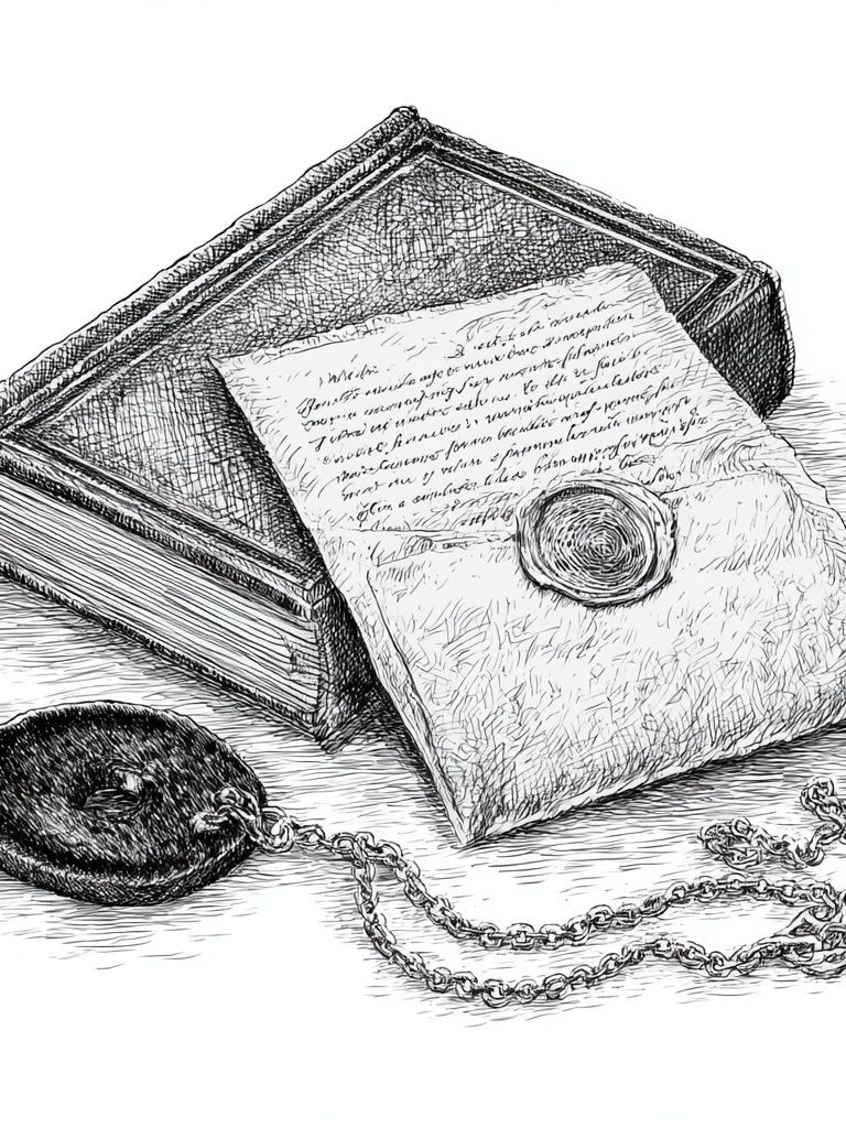 Vintage Letter and Book Print.