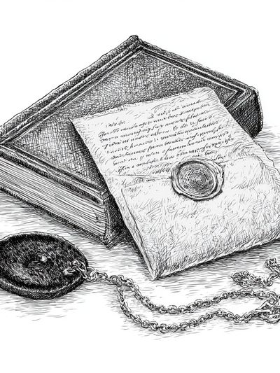 Vintage Letter and Book Print. poster