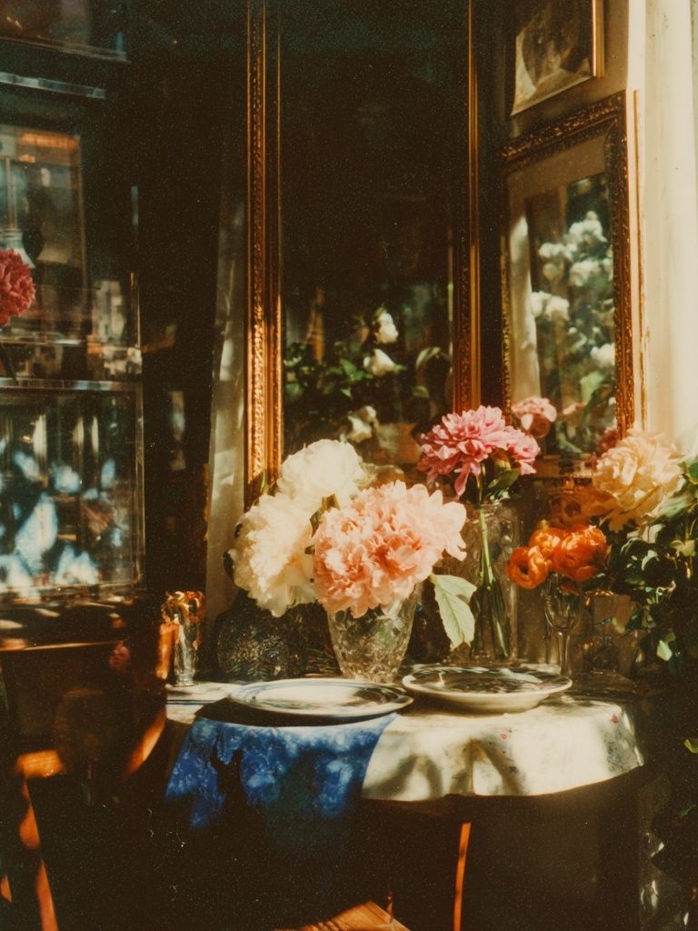 Sunlit Floral Still Life Vintage Print. poster — vintage art