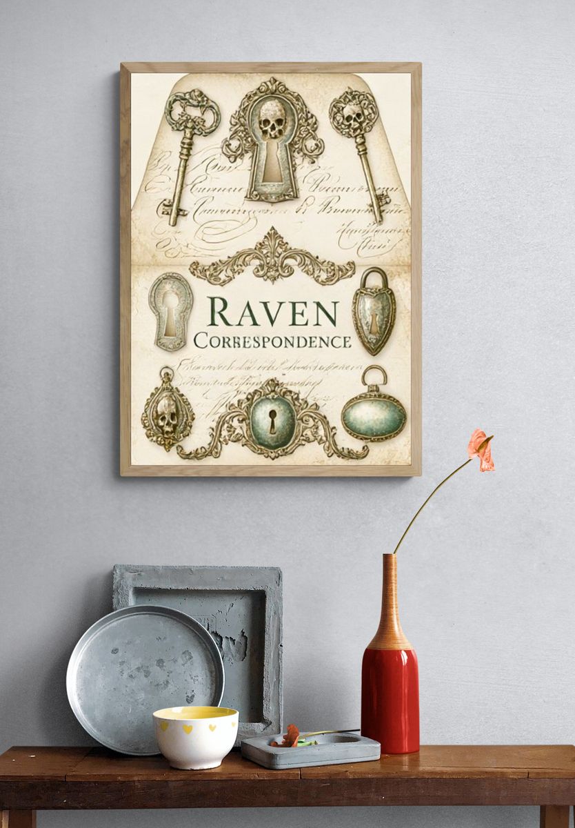 Raven Correspondence Vintage Print. — room view 3