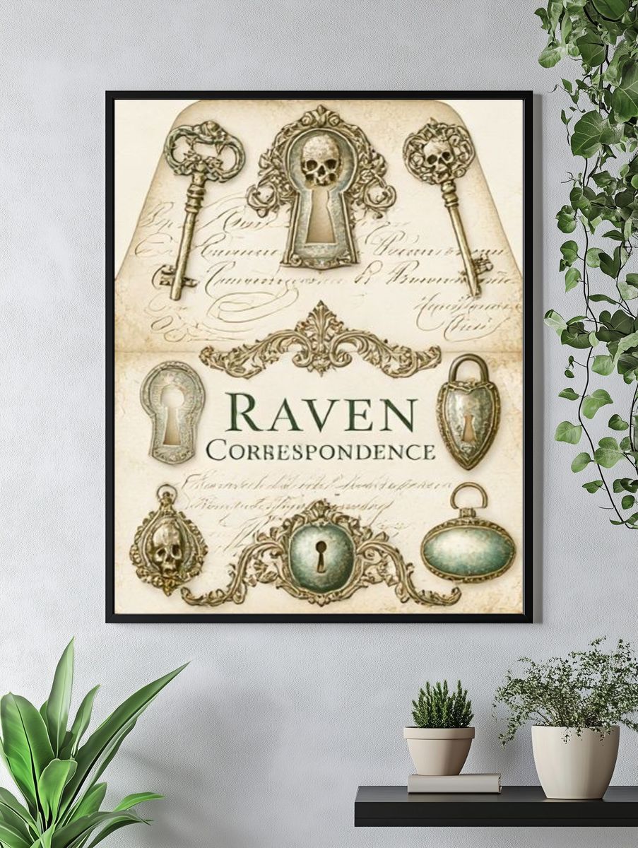 Raven Correspondence Vintage Print. — room view 4