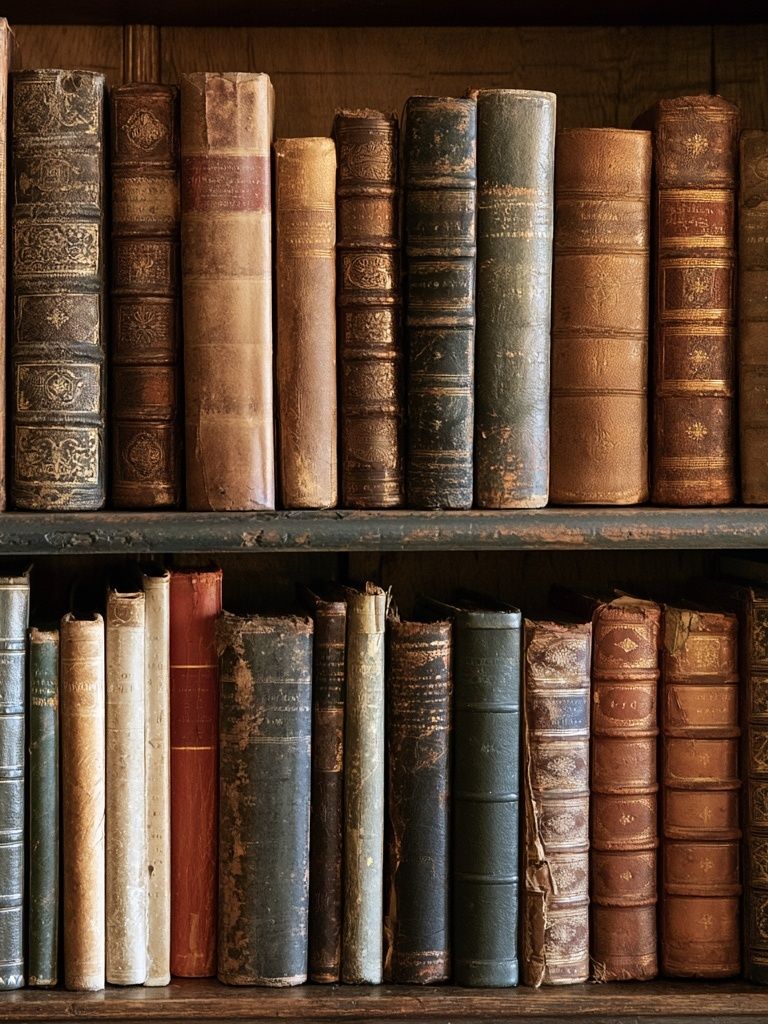 Antique Bookshelf Still Life Poster. poster detail