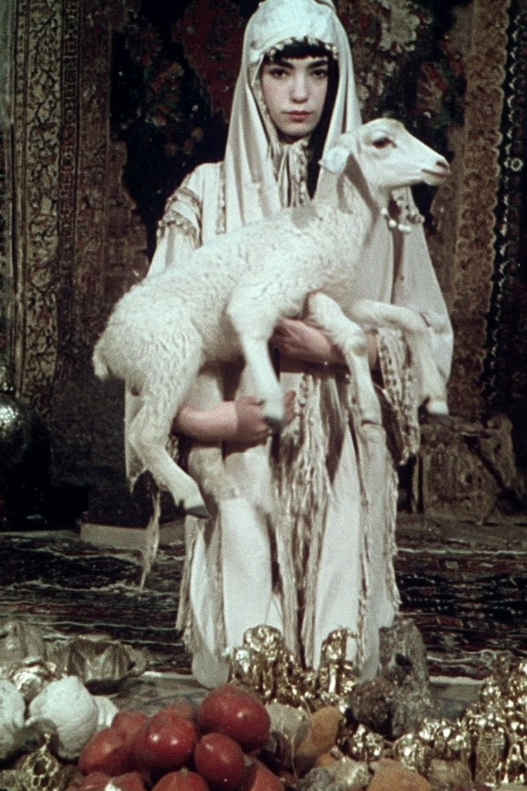 Ceremonial Figure with Lamb Vintage Print. poster — vintage art