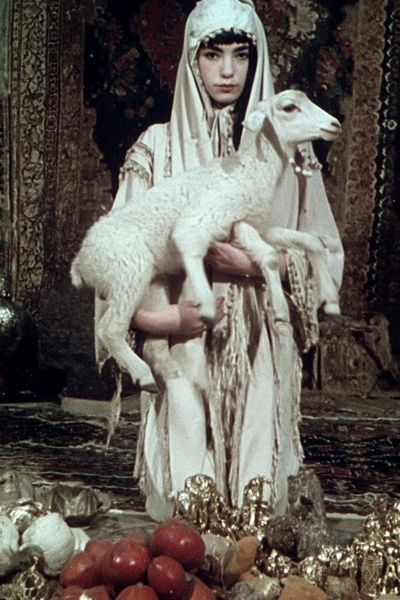 Ceremonial Figure with Lamb Vintage Print. poster