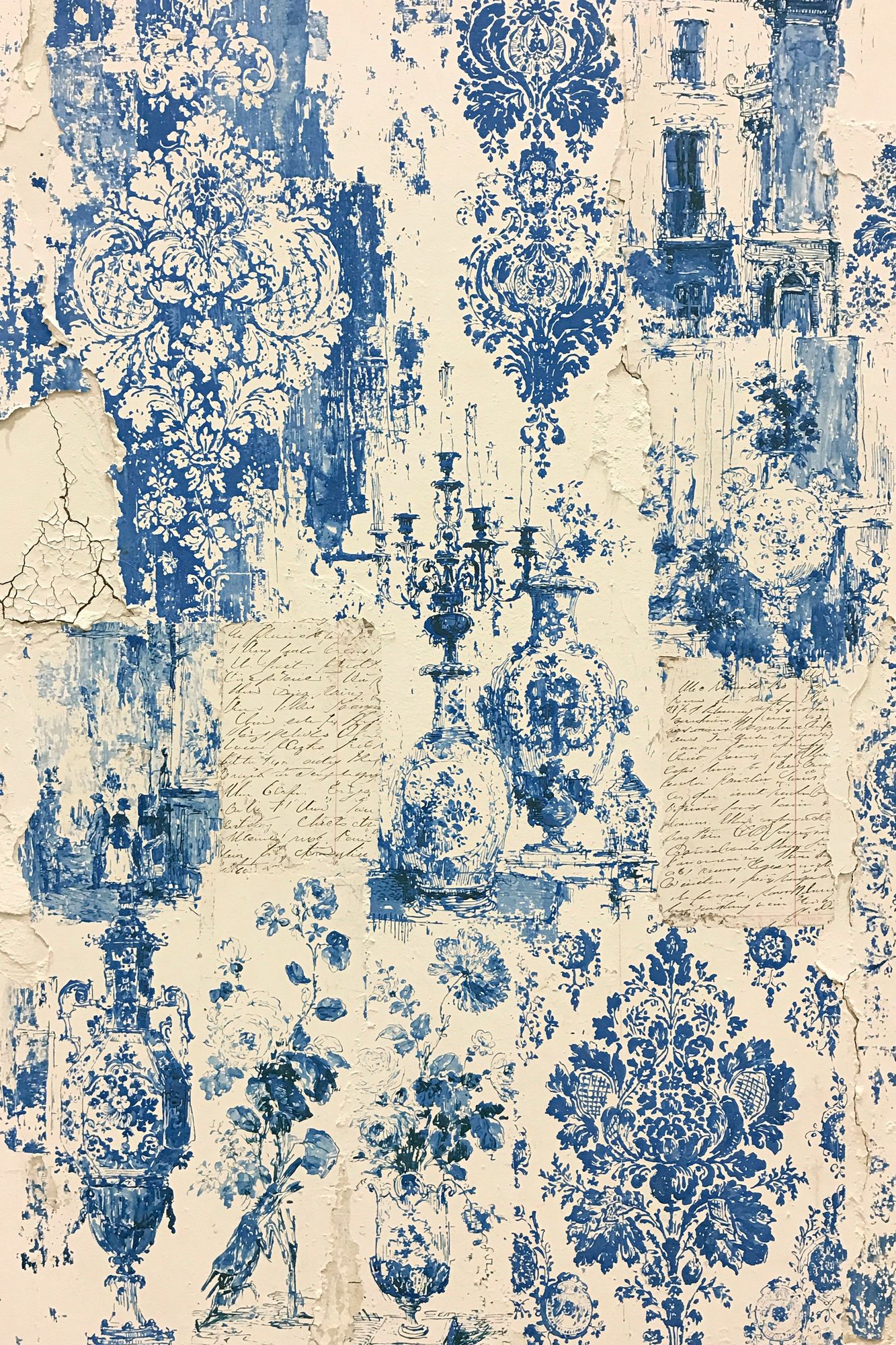 Blue Toile Damask Print. poster detail