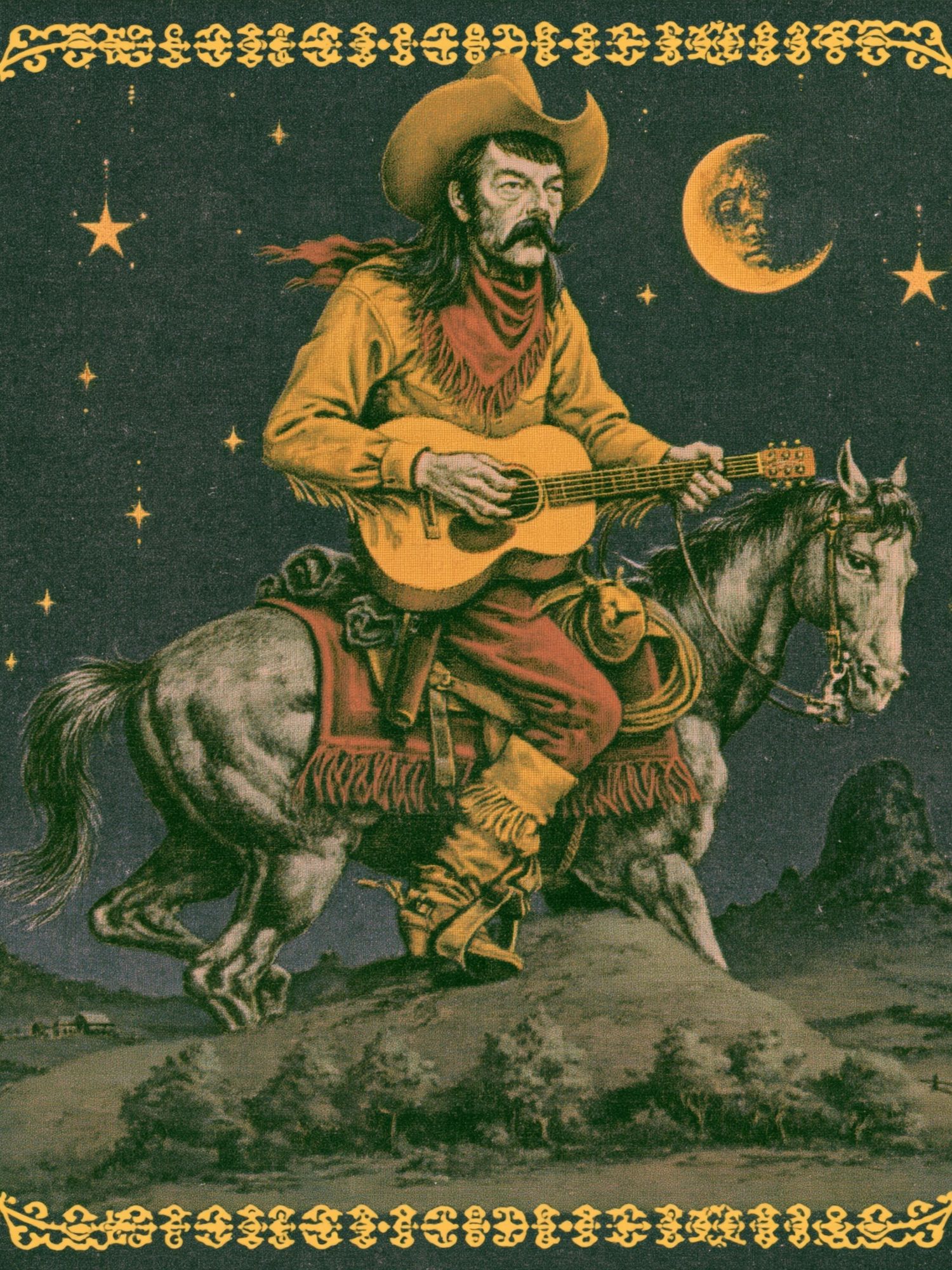 Cowboy Guitar Rider Vintage Poster. poster — vintage art