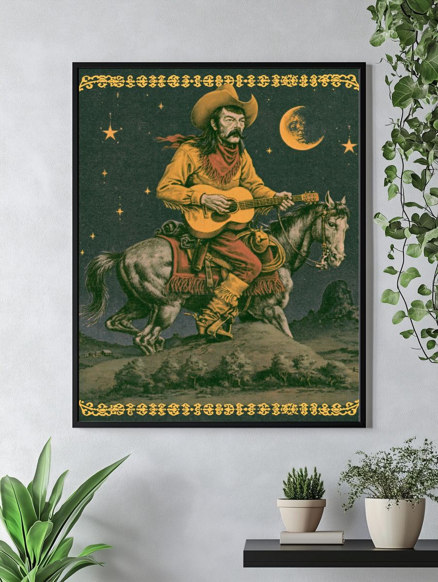 Cowboy Guitar Rider Vintage Poster. — room view 4