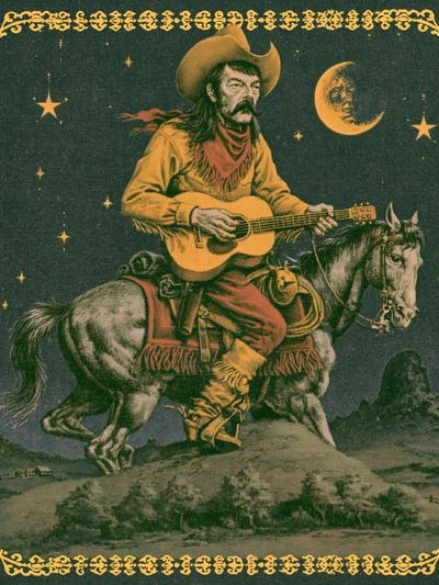 Cowboy Guitar Rider Vintage Poster. poster print