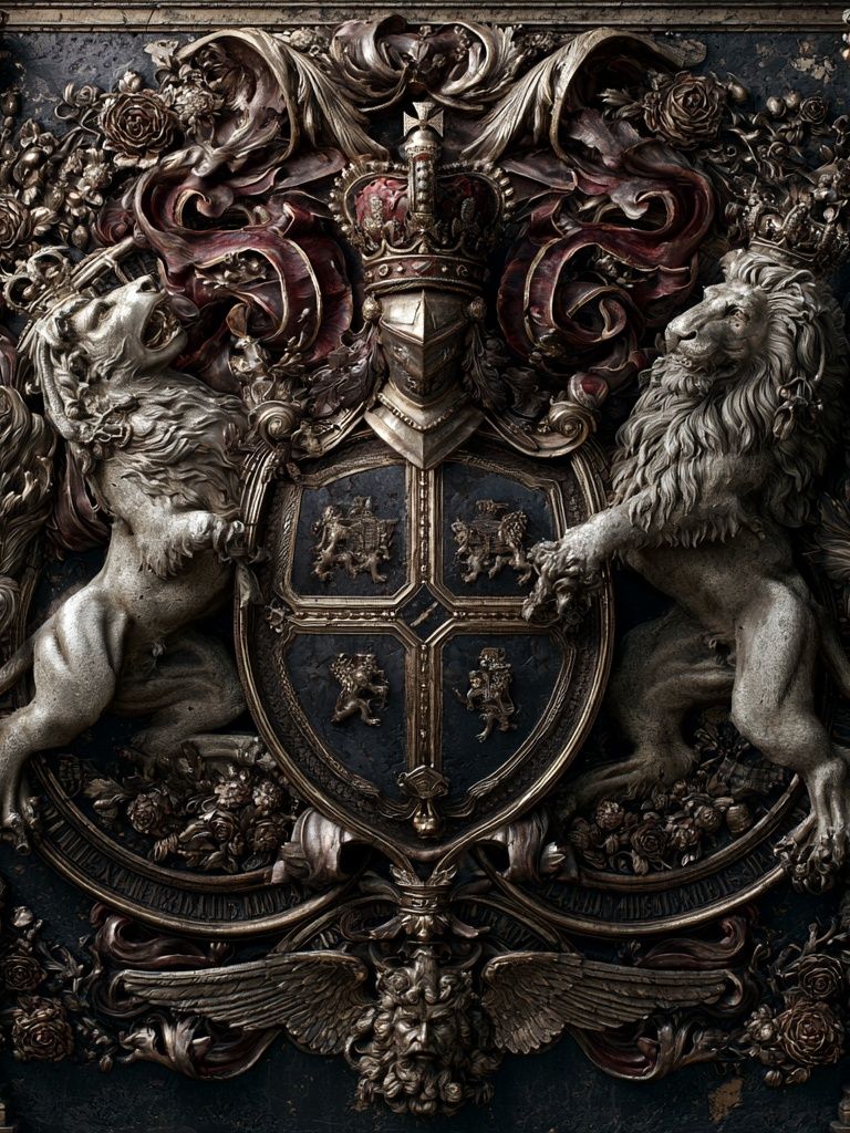 Baroque Heraldic Lions Vintage Print. poster — vintage art