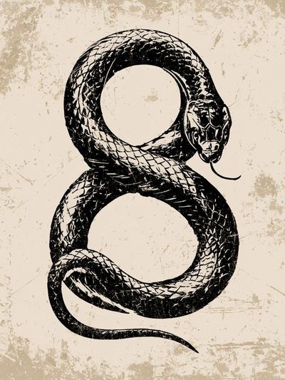 Coiled Snake Vintage Print. poster print